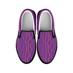 Mardi Gras Dot Pattern Print Black Slip On Shoes