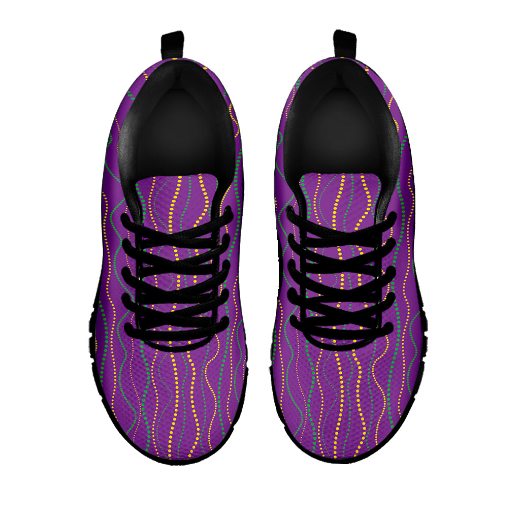 Mardi Gras Dot Pattern Print Black Sneakers