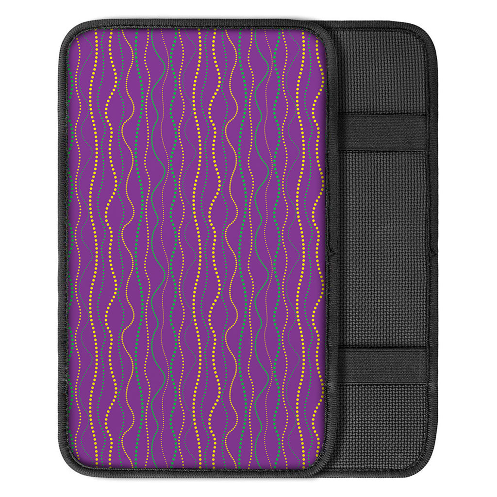 Mardi Gras Dot Pattern Print Car Center Console Cover