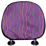 Mardi Gras Dot Pattern Print Car Headrest Covers