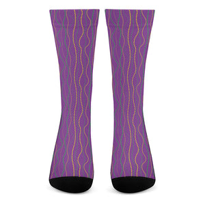 Mardi Gras Dot Pattern Print Crew Socks