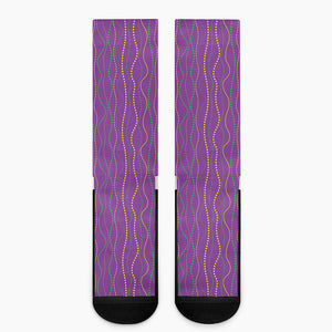Mardi Gras Dot Pattern Print Crew Socks