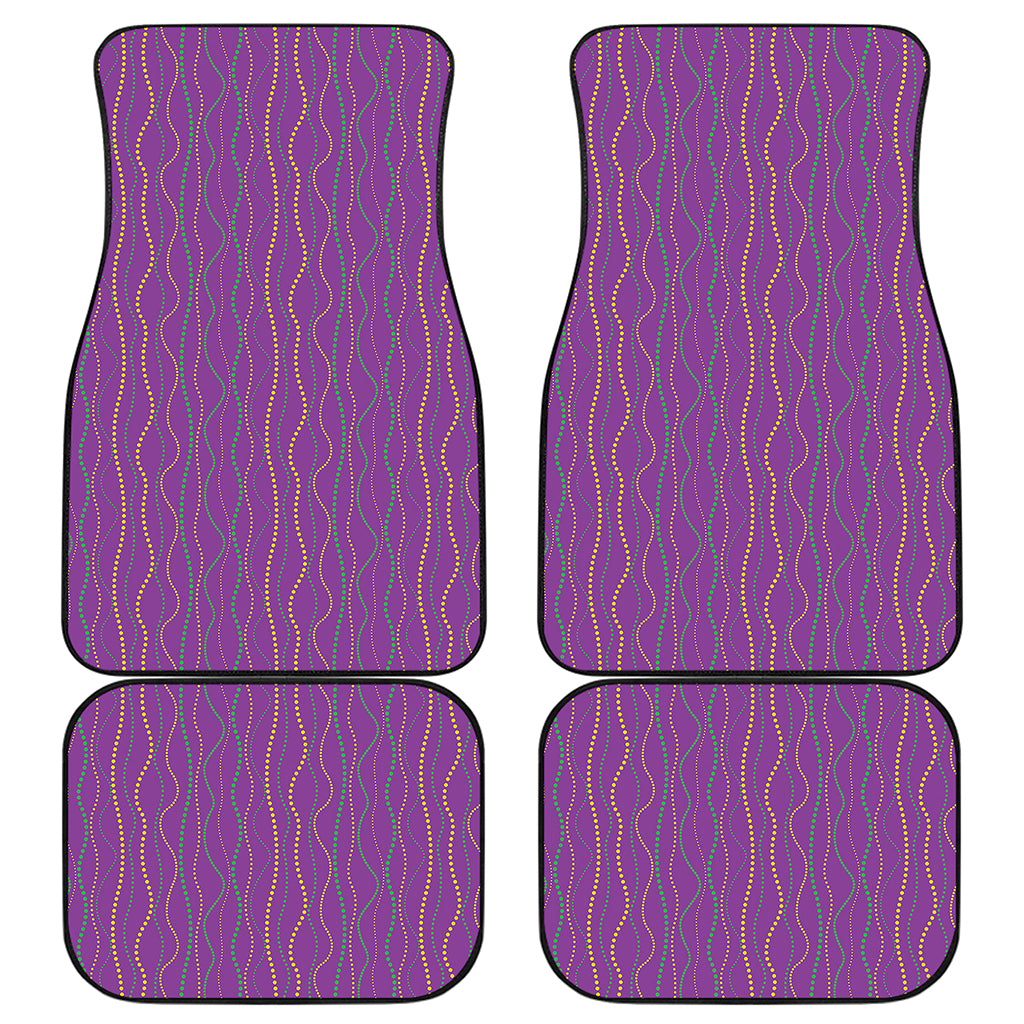 Mardi Gras Dot Pattern Print Front and Back Car Floor Mats