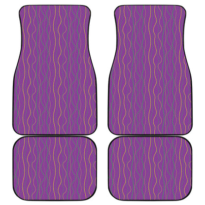 Mardi Gras Dot Pattern Print Front and Back Car Floor Mats