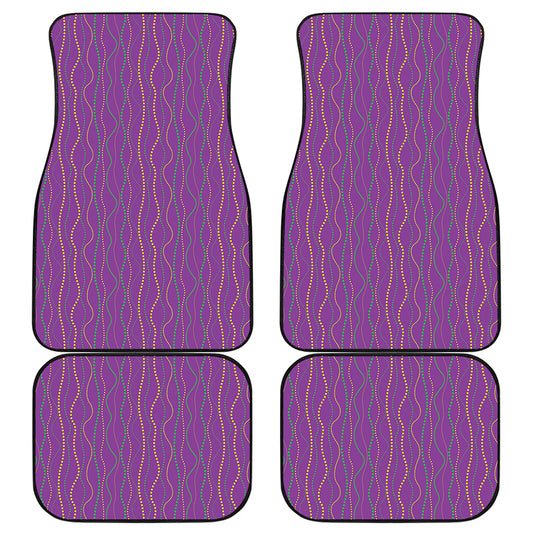 Mardi Gras Dot Pattern Print Front and Back Car Floor Mats