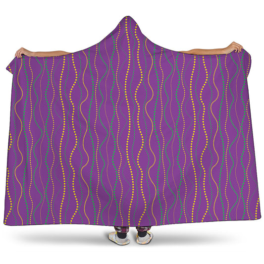 Mardi Gras Dot Pattern Print Hooded Blanket