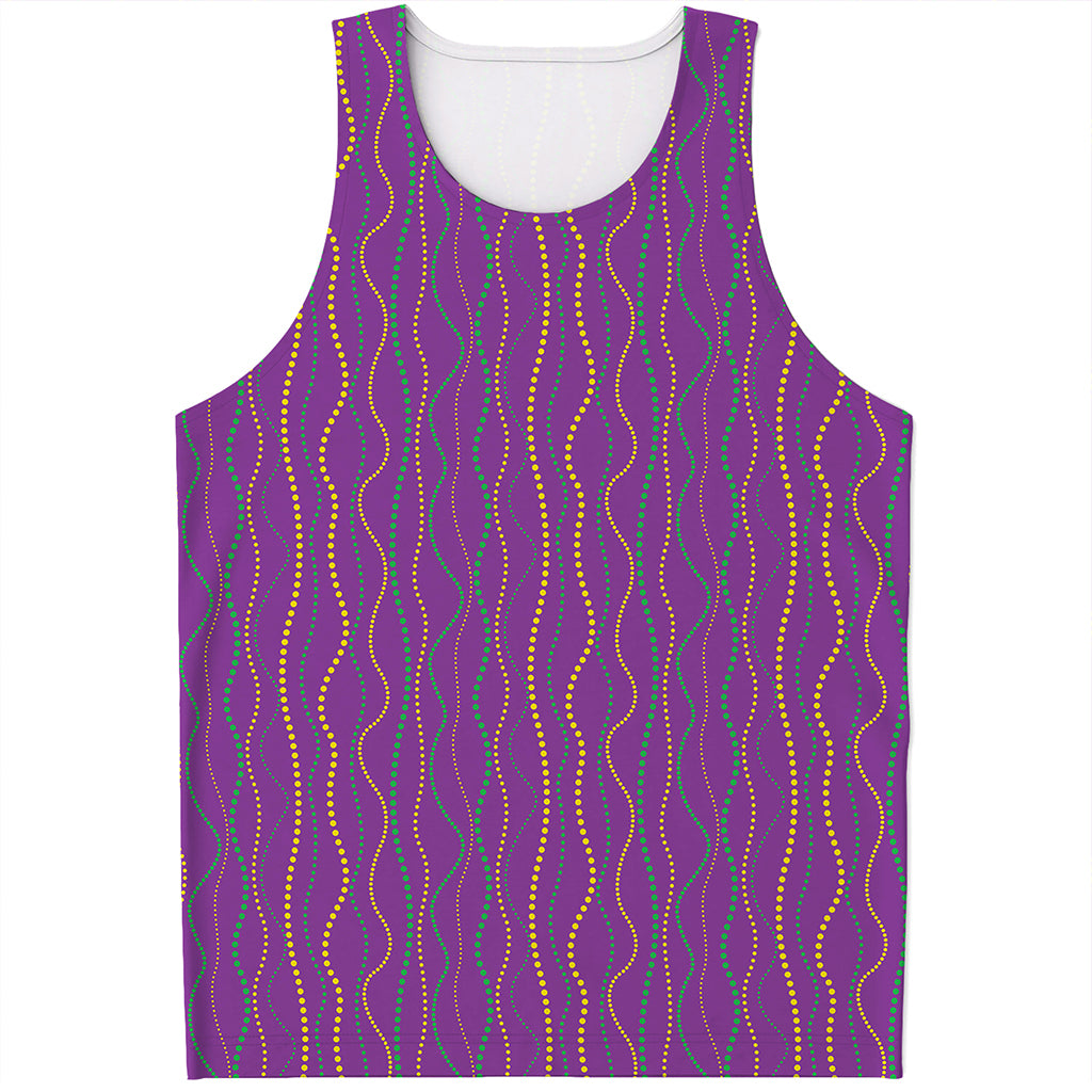 Mardi Gras Dot Pattern Print Men's Tank Top