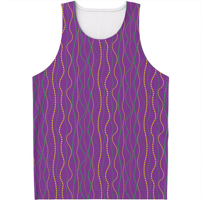 Mardi Gras Dot Pattern Print Men's Tank Top