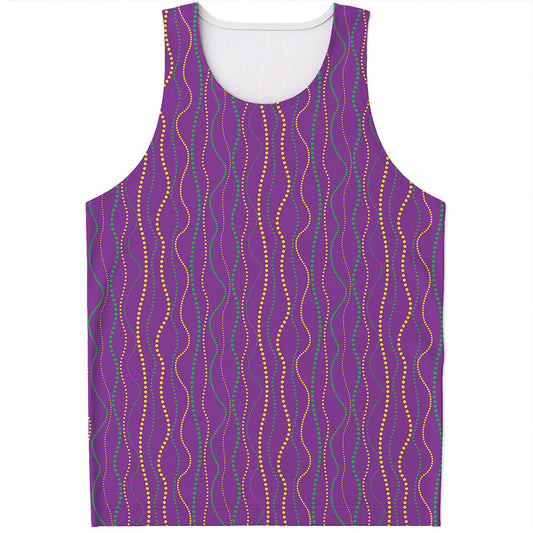 Mardi Gras Dot Pattern Print Men's Tank Top