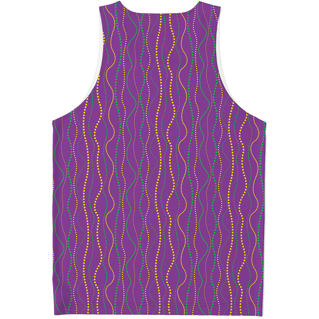 Mardi Gras Dot Pattern Print Men's Tank Top