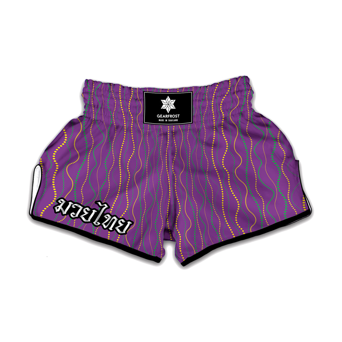 Mardi Gras Dot Pattern Print Muay Thai Boxing Shorts