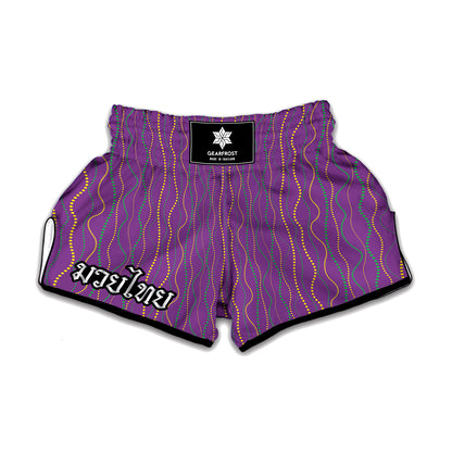 Mardi Gras Dot Pattern Print Muay Thai Boxing Shorts