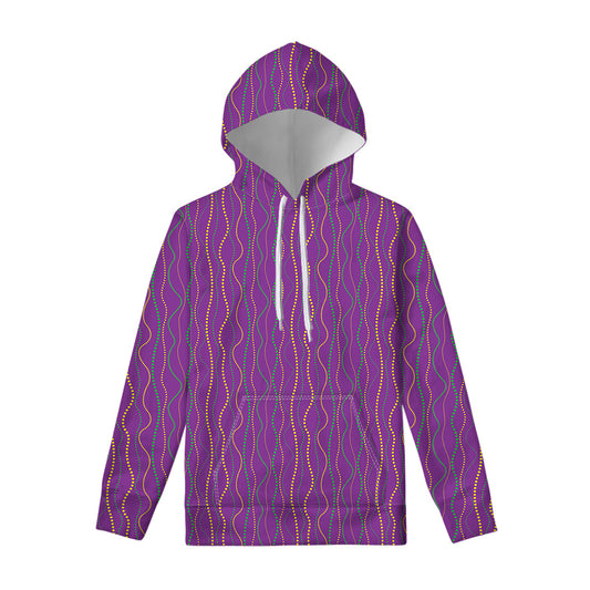 Mardi Gras Dot Pattern Print Pullover Hoodie