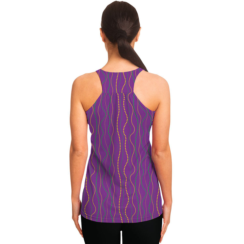 Mardi Gras Dot Pattern Print Women's Racerback Tank Top