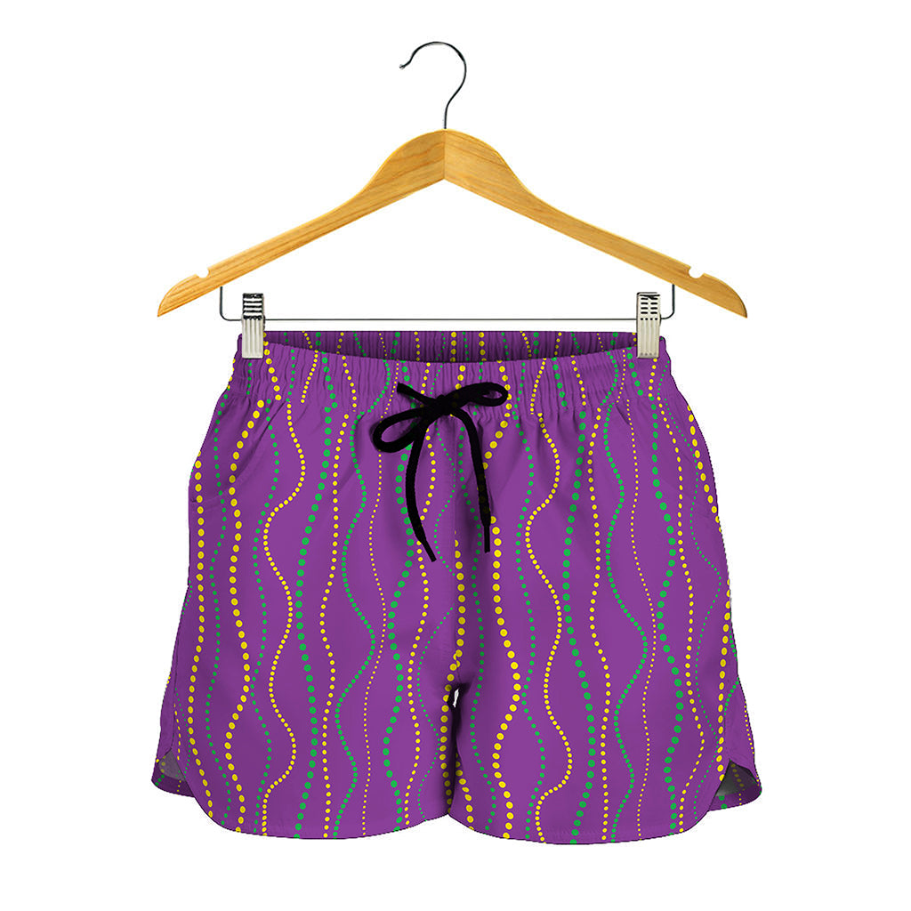 Mardi Gras Dot Pattern Print Women's Shorts