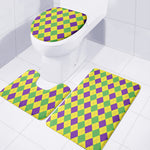 Mardi Gras Fat Tuesday Argyle Print 3 Piece Bath Mat Set