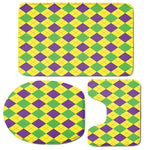 Mardi Gras Fat Tuesday Argyle Print 3 Piece Bath Mat Set