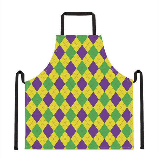 Mardi Gras Fat Tuesday Argyle Print Apron