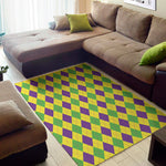 Mardi Gras Fat Tuesday Argyle Print Area Rug