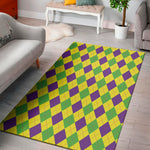 Mardi Gras Fat Tuesday Argyle Print Area Rug