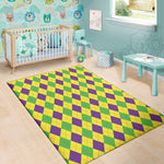 Mardi Gras Fat Tuesday Argyle Print Area Rug