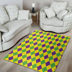 Mardi Gras Fat Tuesday Argyle Print Area Rug