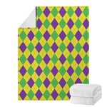 Mardi Gras Fat Tuesday Argyle Print Blanket