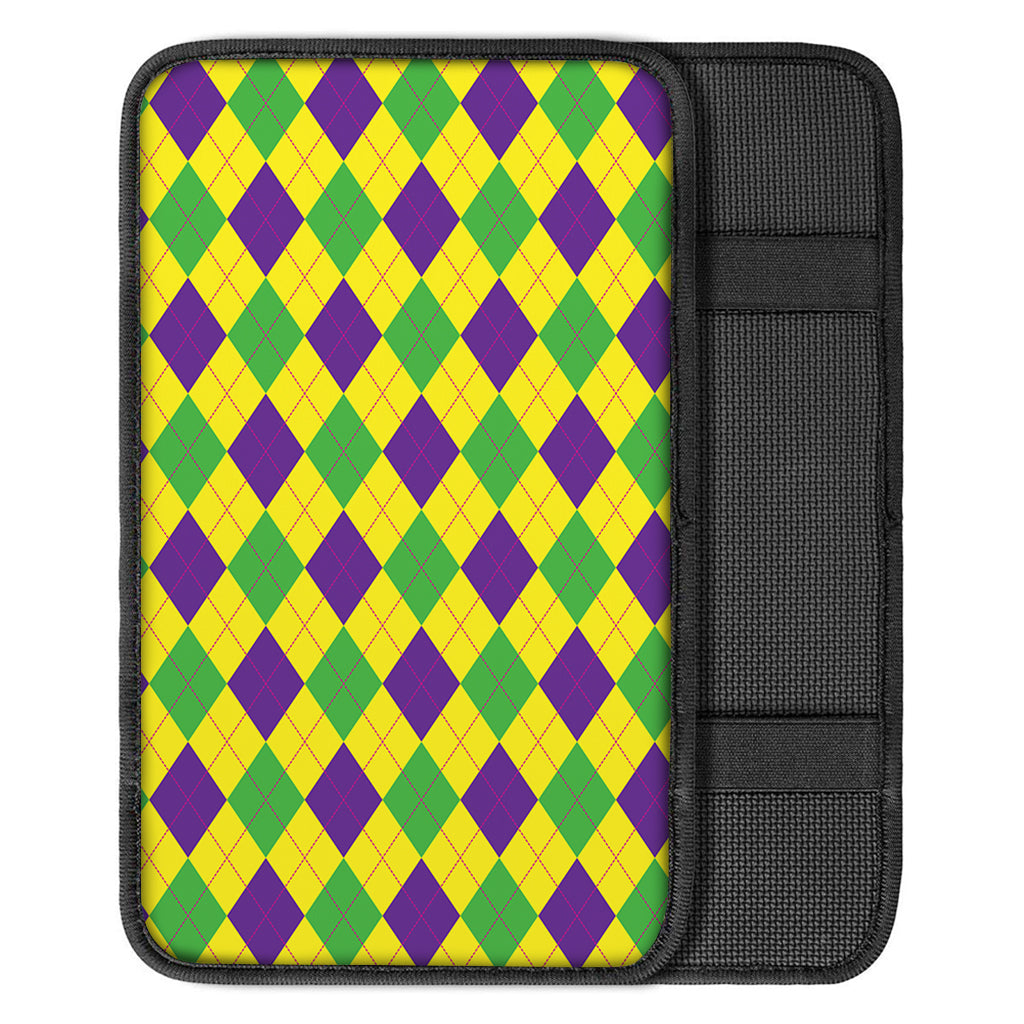 Mardi Gras Fat Tuesday Argyle Print Car Center Console Cover