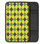 Mardi Gras Fat Tuesday Argyle Print Car Center Console Cover