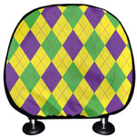 Mardi Gras Fat Tuesday Argyle Print Car Headrest Covers