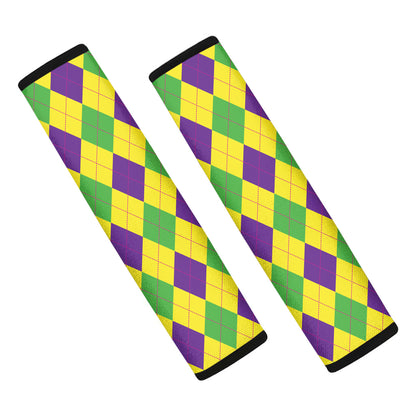 Mardi Gras Fat Tuesday Argyle Print Car Seat Belt Covers