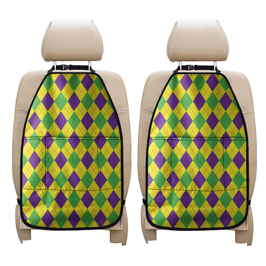 Mardi Gras Fat Tuesday Argyle Print Car Seat Organizers
