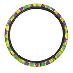 Mardi Gras Fat Tuesday Argyle Print Car Steering Wheel Cover