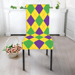 Mardi Gras Fat Tuesday Argyle Print Dining Chair Slipcover
