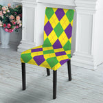 Mardi Gras Fat Tuesday Argyle Print Dining Chair Slipcover