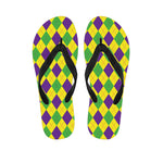 Mardi Gras Fat Tuesday Argyle Print Flip Flops