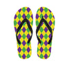 Mardi Gras Fat Tuesday Argyle Print Flip Flops