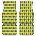 Mardi Gras Fat Tuesday Argyle Print Front and Back Car Floor Mats