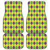 Mardi Gras Fat Tuesday Argyle Print Front and Back Car Floor Mats