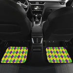 Mardi Gras Fat Tuesday Argyle Print Front and Back Car Floor Mats