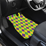 Mardi Gras Fat Tuesday Argyle Print Front and Back Car Floor Mats