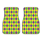 Mardi Gras Fat Tuesday Argyle Print Front Car Floor Mats