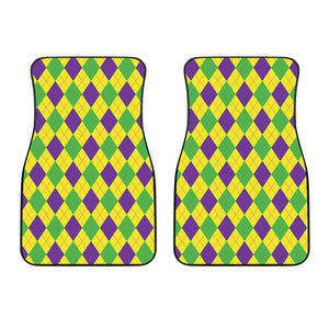 Mardi Gras Fat Tuesday Argyle Print Front Car Floor Mats