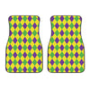 Mardi Gras Fat Tuesday Argyle Print Front Car Floor Mats