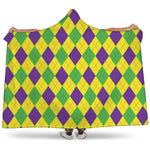 Mardi Gras Fat Tuesday Argyle Print Hooded Blanket