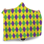 Mardi Gras Fat Tuesday Argyle Print Hooded Blanket
