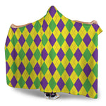 Mardi Gras Fat Tuesday Argyle Print Hooded Blanket