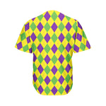 Mardi Gras Fat Tuesday Argyle Print Men's Baseball Jersey
