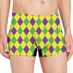 Mardi Gras Fat Tuesday Argyle Print Men's Boxer Briefs