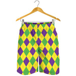 Mardi Gras Fat Tuesday Argyle Print Men's Shorts